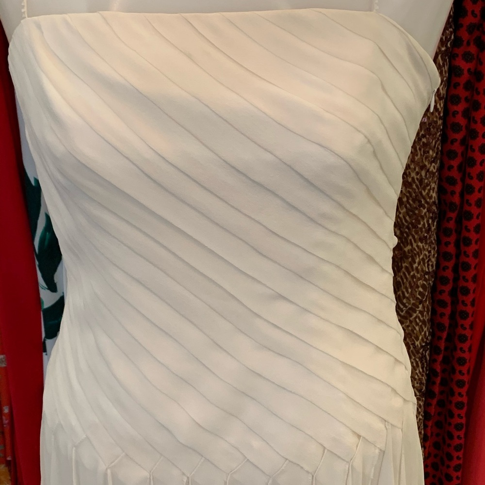 NWOT Ivory silk dress with handerkerchief hem - Picture 4 of 6
